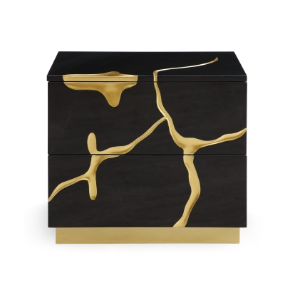Modrest Aspen Modern Wide Black and Gold Nightstand Black Nightstand 80128 VGVCN1801-BLKX-NS-W