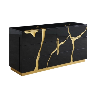 Modrest Aspen Modern Black and Gold Dresser Black Dresser 80129 VGVC-J1801-D-L-W