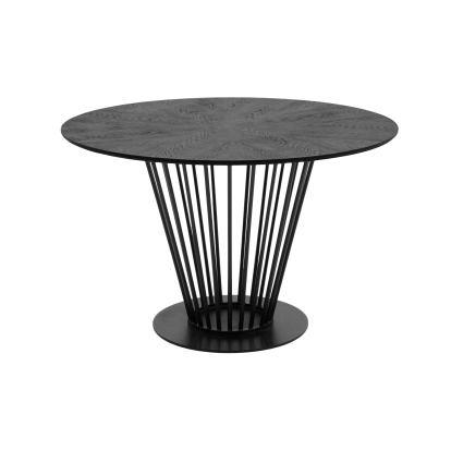 Modrest Conroy Modern Black Round Dining Table Black Dining Table 80145 VGFH-0259917-BB-BLK-DT