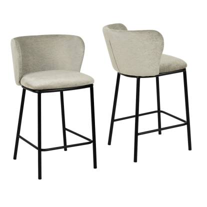 Modrest Bessie Modern Grey Counter Stool Set of 2 Light Grey Bar Stool 80146Z VGFH-0179133-G