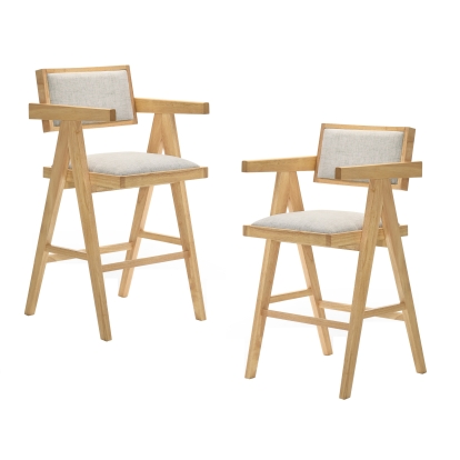Modrest Fern Modern Natural and Beige Counter Stool Set of 2 Bar Stool 80186Z VGMA-MI-1116-BC-NB