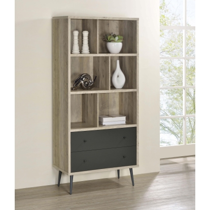 Coaster Maeve Mid-Century Modern Distressed Pine Bookcase Model 801923