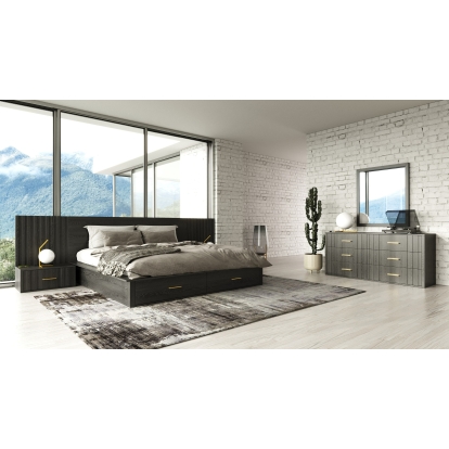 LA Furniture Eastern King Manchester- Contemporary Dark Grey 4-Piece Bedroom Set VGWD-HLF2-4PC-SET-EK Contemporary Style by Vig Furnitrue Number 85669 Catch Home Goods