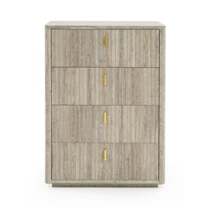 Nova Domus Roma Modern Faux Travertine + Gold Chest Grey Chest 80243 VGAN-ROMA-CHEST