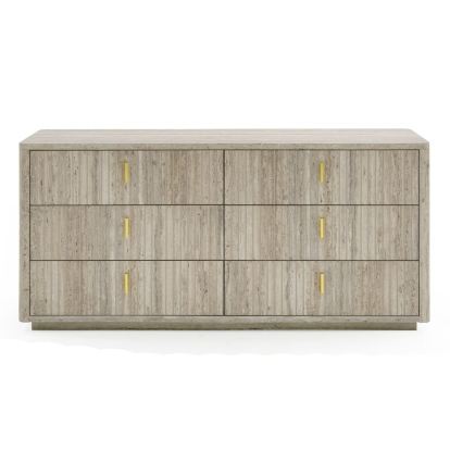 LA Furniture Roma Modern Faux Travertine + Gold Dresser VGAN-ROMA-DRS Contemporary Style by Vig Furnitrue Number 80244 Catch Home Goods