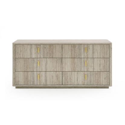 Nova Domus Roma Modern Faux Travertine + Gold Dresser Grey Dresser 80244 VGAN-ROMA-DRS