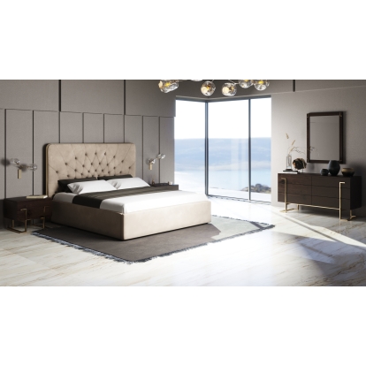 Modrest Moontide Glam Beige Velvet and Brushed Brass Bedroom Set Beige Bed 80267|80268 VGVCBD1922-19-BED-SET