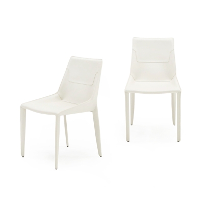 Modrest Halo Modern Ivory Saddle Leather Dining Chair Set of 2  Dining Chair 80282Z VGYF-DC1113-I