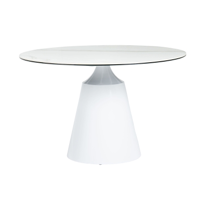 Modrest Edith Modern Round White Ceramic Dining Table White Dining Table 80332 VGNSGD8744-W-DT