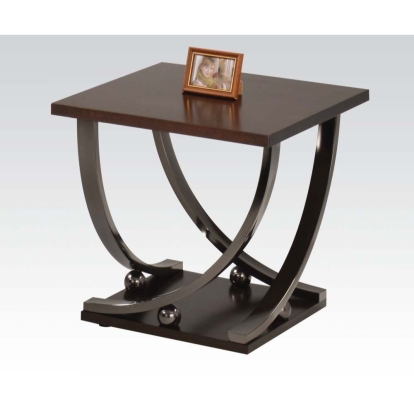 ACME Isiah Black Nickel End Table Model 80357