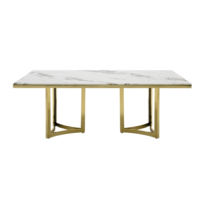 Modrest Loomis White Marble & Gold Dining Table White Dining Table 80367 VGZAT1301