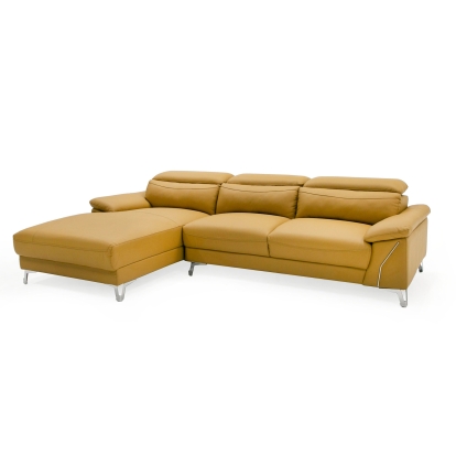 Divani Casa Sura Modern Camel Leather Left Facing Sectional Sofa Camel Sectional Sofa 80381 VGBNS-1812-CML-LAF