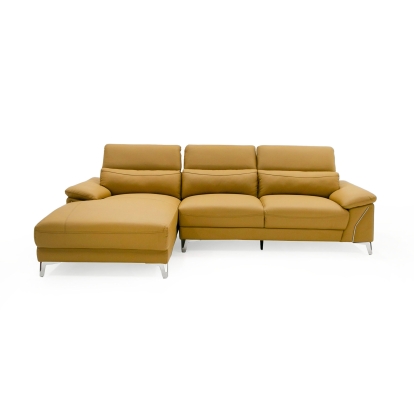 Divani Casa Sura Modern Camel Leather Left Facing Sectional Sofa Camel Sectional Sofa 80381 VGBNS-1812-CML-LAF