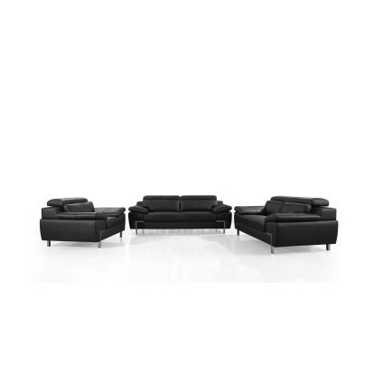 Divani Casa Grange Modern Black Leather Sofa Set Black Sofa Set 80391 VGBNS-2116-SET-BLK