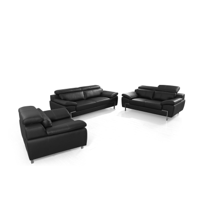 Divani Casa Grange Modern Black Leather Sofa Set Black Sofa Set 80391 VGBNS-2116-SET-BLK
