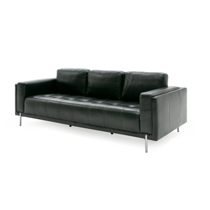 Divani Casa Schmidt Modern Black Leather Sofa Black Sofa 80397 VGKK-KF.7020-SOFA-BLK
