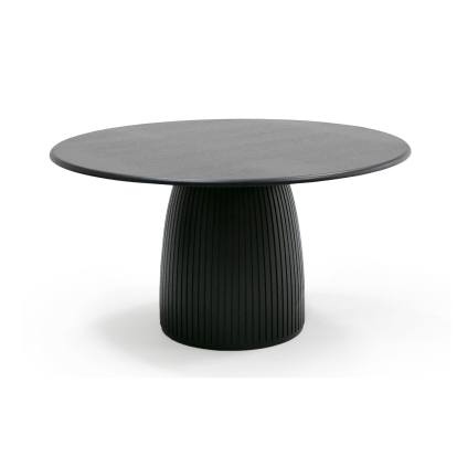 Modrest Lander Modern Mid Century Black Oak Round Dining Table Black Dining Table 80419 VGDW-J3630-1-BLK