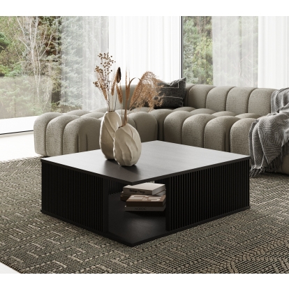 Modrest Alpine Modern Mid Century Black Ash Square Coffee Table Black Coffee Table 80424 VGDW-J5895-BLK