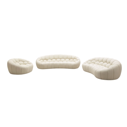 Divani Casa Yolonda Modern Curved Off-White Fabric Sofa Set Off-White Sofa Set 80463 VGEV2126C-SET-C-00