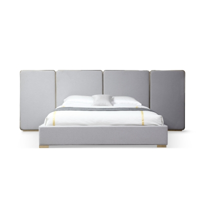 Modrest Athena & Rothsay Modern Grey Fabric + Wenge + Gold Bedroom Set Light Grey Bedroom Set 82149 VGVC-BD2233-SET