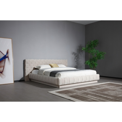 Modrest Concord Modern Grey Velvet + Black Marble + Black Ash + Aluminum Bedroom Set Grey Bedroom Set 81570|82208 VGVC-BD2311-2301-SET