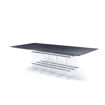 Modrest Inverness Contemporary Black Oak + Acrylic Dining Table Black Dining Table 80485 VGVCT2259-DT
