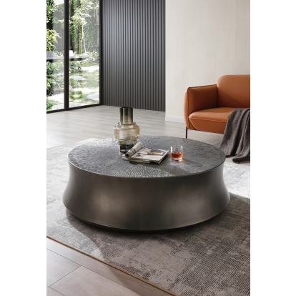 Modrest Airdrie Modern Antique Grey Large Round Coffee Table Grey Coffee Table 80492 VGVC-CT2169-1