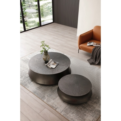 Modrest Airdrie Modern Antique Grey Round Coffee Table Set Grey Coffee Table 80495 VGVC-CT2169-SET