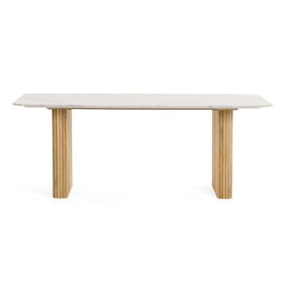 Modrest Cambridge White Marble & Mango Rectangular Dining Table White Dining Table 80526 VGEDRID120004-RCT