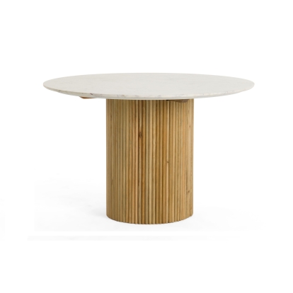 Modrest Cambridge White Marble & Mango Round Dining Table White Dining Table 80527 VGEDRID112011-RNDDT