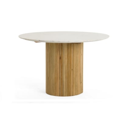 LA Furniture Cambridge White Marble & Mango Round Dining Table VGEDRID112011-RNDDT Contemporary Style by Vig Furnitrue Number 80527 Catch Home Goods