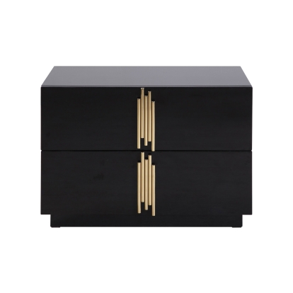 Modrest Token Modern Black + Gold Wide Nightstand Black Nightstand 80577 VGVC-N815-L-BLK