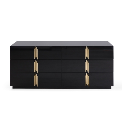 Modrest Token Modern Black + Gold Wide Dresser Black Dresser 80578 VGVC-J815-D-L-BLK