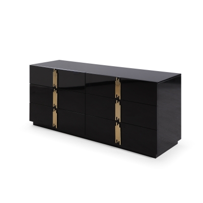 Modrest Token Modern Black + Gold Wide Dresser Black Dresser 80578 VGVC-J815-D-L-BLK