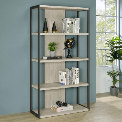 Coaster Loomis Contemporary White Washed Grey Bookshelf Model 805883