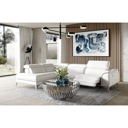 Lamod Italia Monte Carlo Italian Modern White Leather Left Facing Sectional Sofa White Sectional Sofa 80896 VGCC-MONTECARLO-WHT-LAF