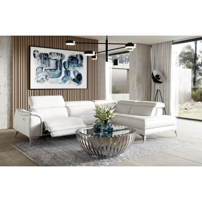 Lamod Italia Monte Carlo Italian Modern White Leather Right Facing Sectional Sofa White Sectional Sofa 80897 VGCC-MONTECARLO-WHT-RAF