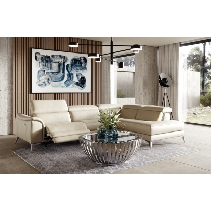 Lamod Italia Monte Carlo Italian Modern Cappuccino Leather Right Facing Sectional Sofa Beige Sectional Sofa 80899 VGCC-MONTECARLO-CAPP-RAF
