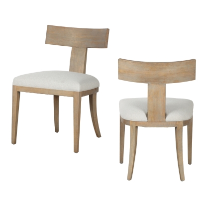 Modrest Fabien Mid-Century Modern Beige Linen + Wood Dining Chair (Set of 2) Beige Dining Chair 80931Z VGRH-RHS-98535