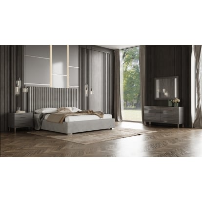 LA Furniture Splendor Silver & Grey Velvet Upholstered Platform Bed Set VGVCBD20256-BED-SET Contemporary Style by Vig Furnitrue Number 80932 Catch Home Goods