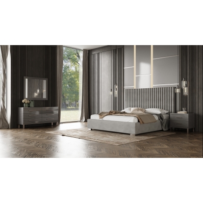 Modrest Splendor Silver & Grey Velvet Upholstered Platform Bed Set Grey Bedroom Set 80932 VGVCBD20256-BED-SET