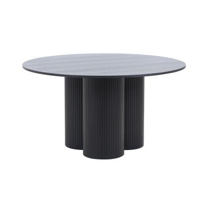Modrest Depew Mid-Century Modern Black Oak Round Dining Table Black Dining Table 81004 VGDWJ3646-1-BLK