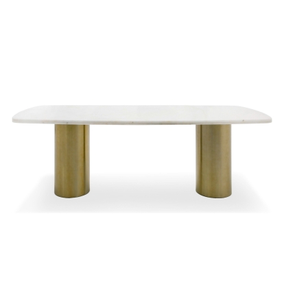 Modrest Rocky Glam White Marble & Brush Gold Large Dining Table White Dining Table 81005 VGGMM-DT-1360C