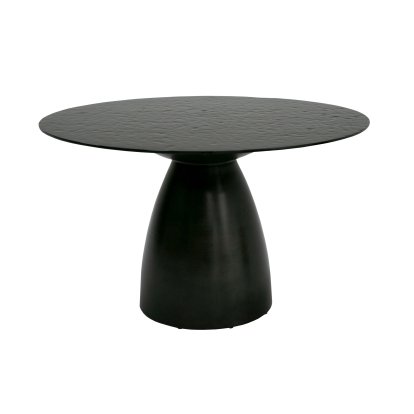 Modrest Calexico Contemporary Black Wave Glass Round Dining Table Black Dining Table 81010 VGGMDT-1717
