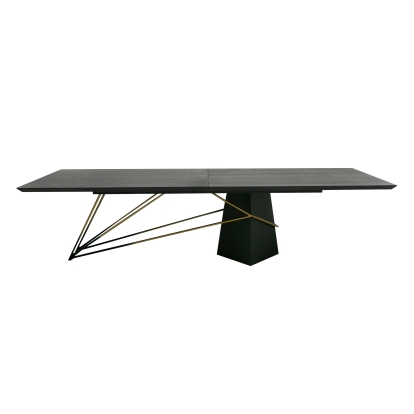 Modrest Elkhorn Glam Black Ash + Stainless Steel 126" Dining Table Black Dining Table 81019 VGGMDT-1599