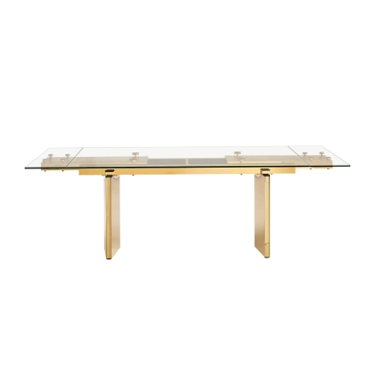 Modrest Nassim Glam Glass Extendable Dining Table Gold Dining Table 81071 VGZA-T105-S-GLD