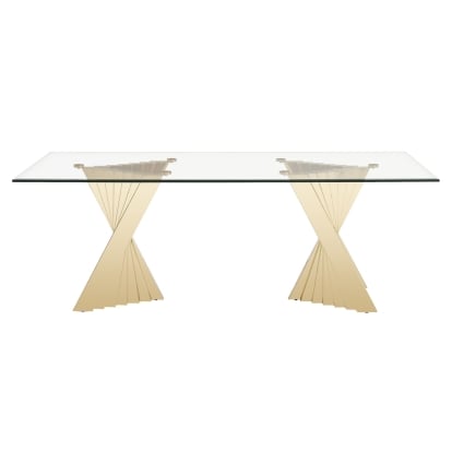 LA Furniture Buquet Glam Glass + Champagne Gold Rectangular Dining Table VGZA-T124-GLD Contemporary Style by Vig Furnitrue Number 81072 Catch Home Goods