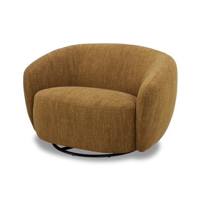 Divani Casa Norris Modern Mustard Fabric Swivel Accent Chair Yellow Accent Chair 81154 VGKK-KF.2823-CHR-MUS