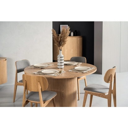 Modrest Miami Modern Natural Oak Round Dining Table With Extension Oak Dining Table 81158A VGME121255-DT-NAT