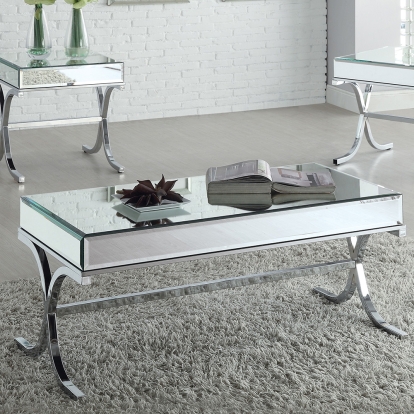 ACME Dominic Mirrored & Chrome Coffee Table Model 81195